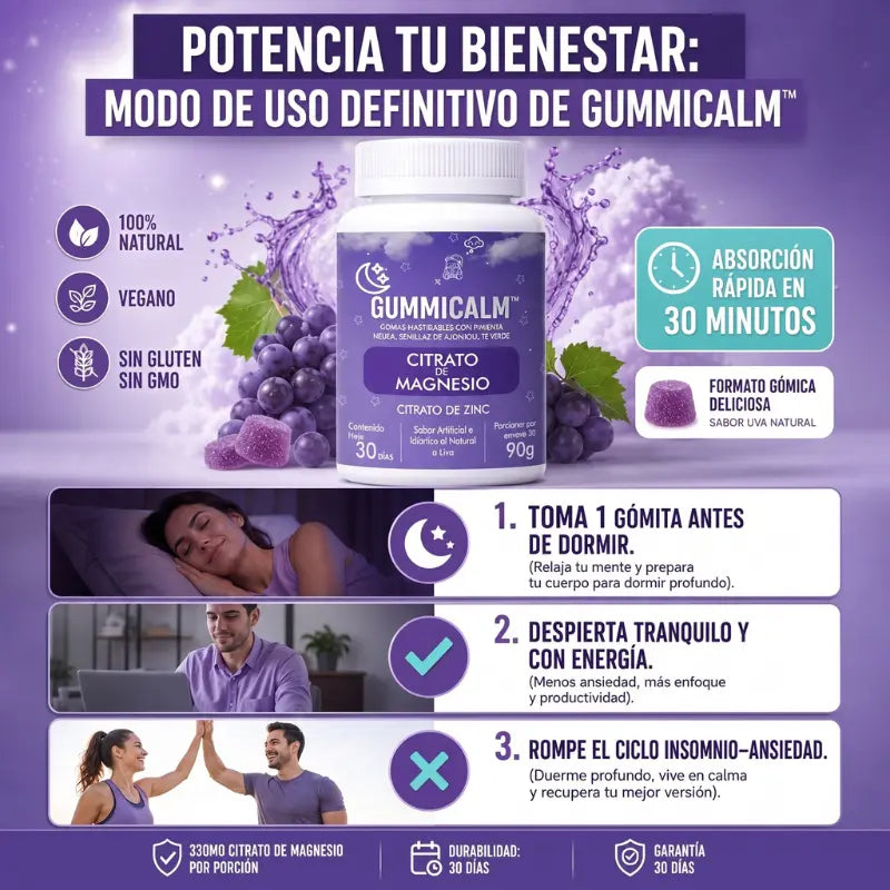 🌙 GUMMICALM™: Citrato de Magnesio en Gomas