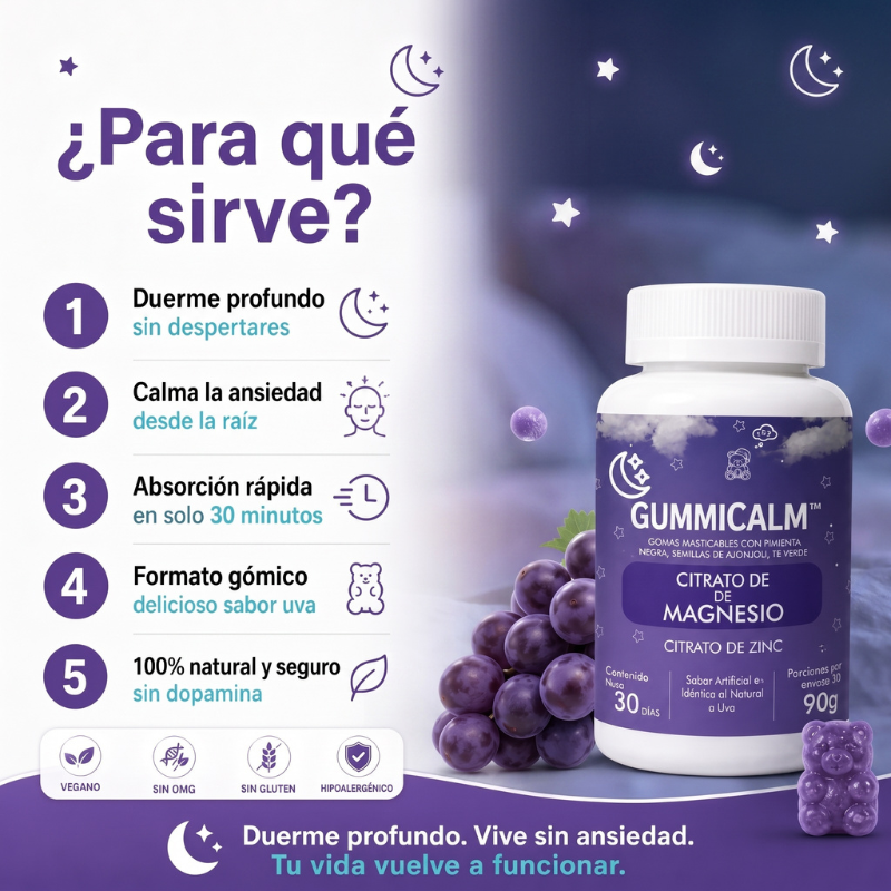 🌙 GUMMICALM™: Citrato de Magnesio en Gomas