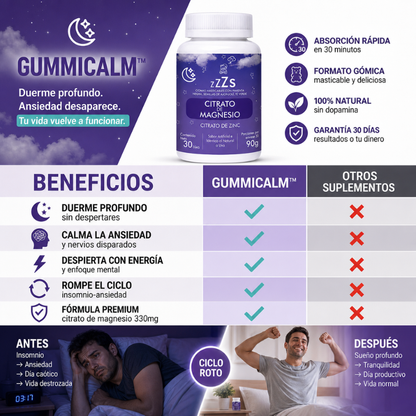🌙 GUMMICALM™: Citrato de Magnesio en Gomas